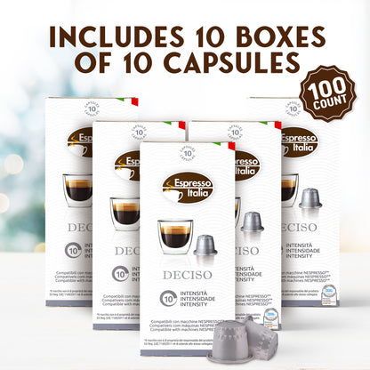 ESPRESSO ITALIA Espresso Compatible Pods - 100 Ct DECISO -  Coffee capsules compatible with Nespresso Original Line