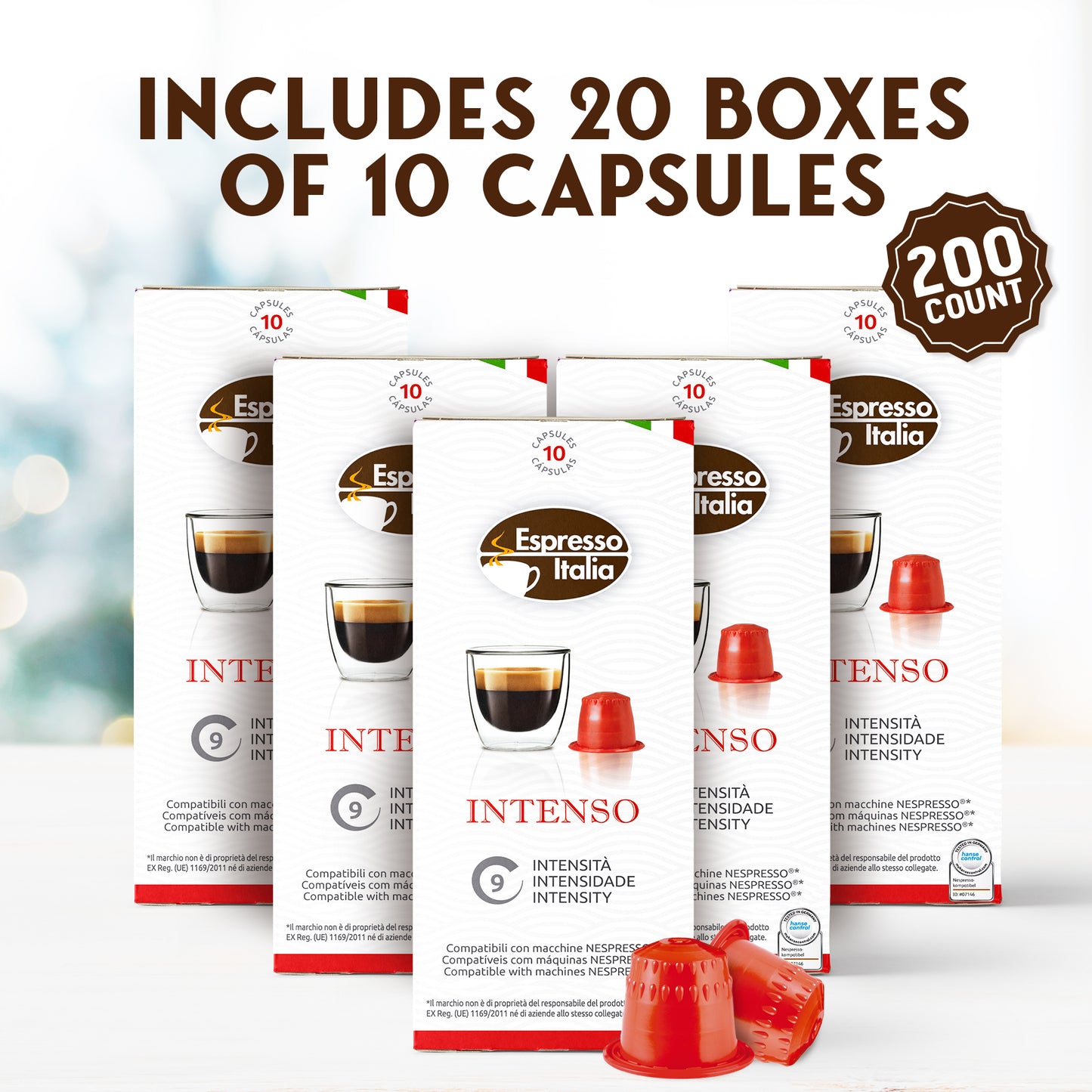 ESPRESSO ITALIA Espresso Compatible Pods - 100 Ct INTENSO -  Coffee capsules compatible with Nespresso Original Line