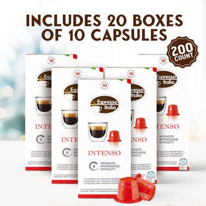 ESPRESSO ITALIA Espresso Compatible Pods - 200 Ct INTENSO -  Coffee capsules compatible with Nespresso Original Line