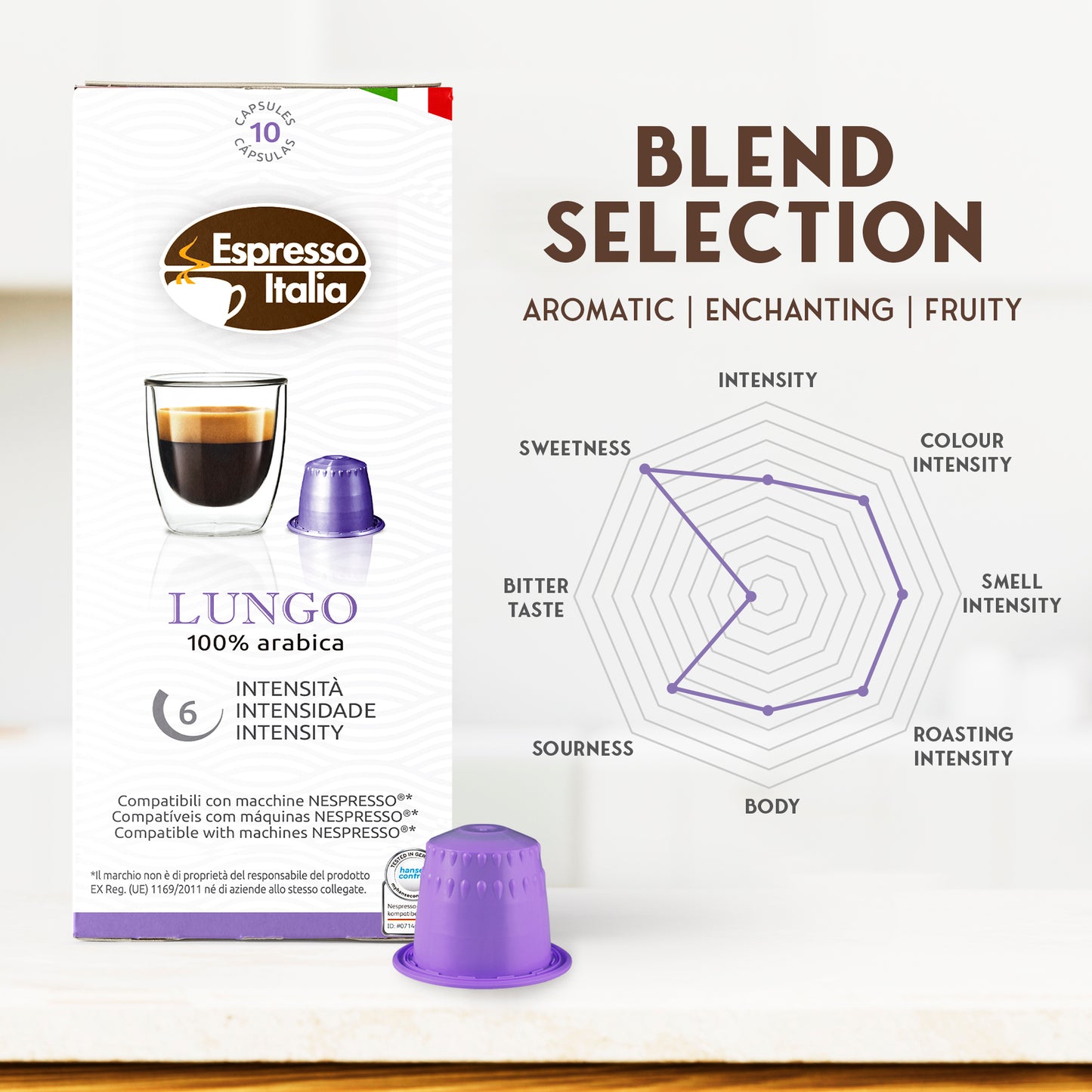 ESPRESSO ITALIA Espresso Compatible Pods - 100 Ct LUNGO -  Coffee capsules compatible with Nespresso Original Line