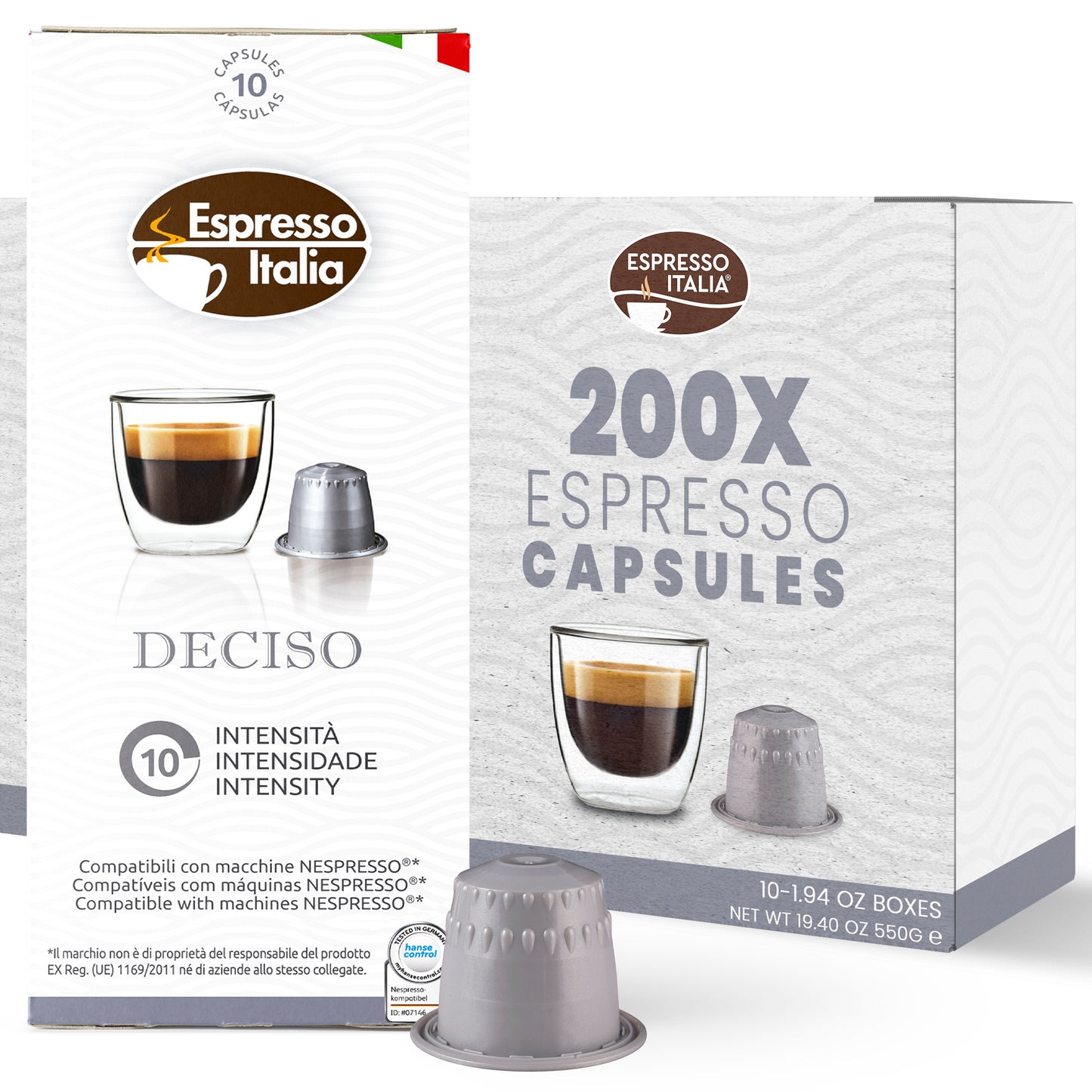 ESPRESSO ITALIA Espresso Compatible Pods - 200 Ct DECISO -  Coffee capsules compatible with Nespresso Original Line