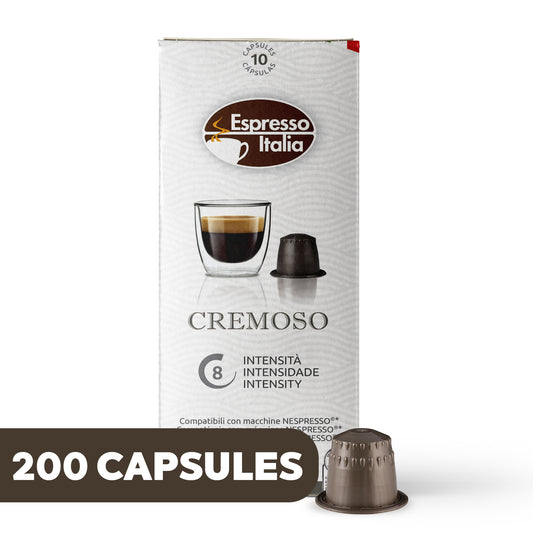 ESPRESSO ITALIA Espresso Compatible Pods - 200 Ct CREMOSO -  Coffee capsules compatible with Nespresso Original Line