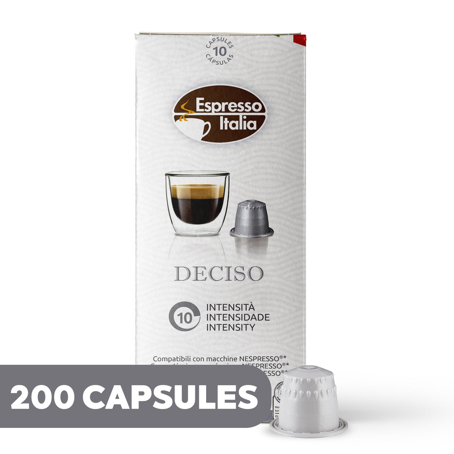 ESPRESSO ITALIA Espresso Compatible Pods - 200 Ct DECISO -  Coffee capsules compatible with Nespresso Original Line