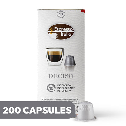 ESPRESSO ITALIA Espresso Compatible Pods - 200 Ct DECISO -  Coffee capsules compatible with Nespresso Original Line