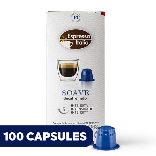 ESPRESSO ITALIA Espresso Compatible Pods - 100 Ct SOAVE DECAFFEINATE -  Coffee capsules compatible with Nespresso Original Line