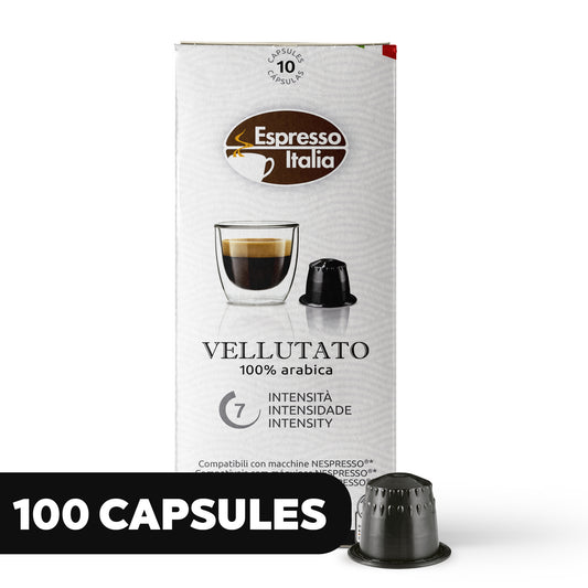 ESPRESSO ITALIA Espresso Compatible Pods - 100 Ct VELLUATO -  Coffee capsules compatible with Nespresso Original Line