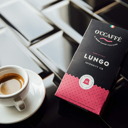 O'CCAFFÈ Espresso Compatible Pods - 200 Ct LUNGO - Coffee capsules compatible with Nespresso Original Line